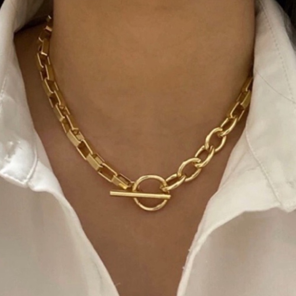 NEW GOLD CHUNKY CHAIN NECKLACE